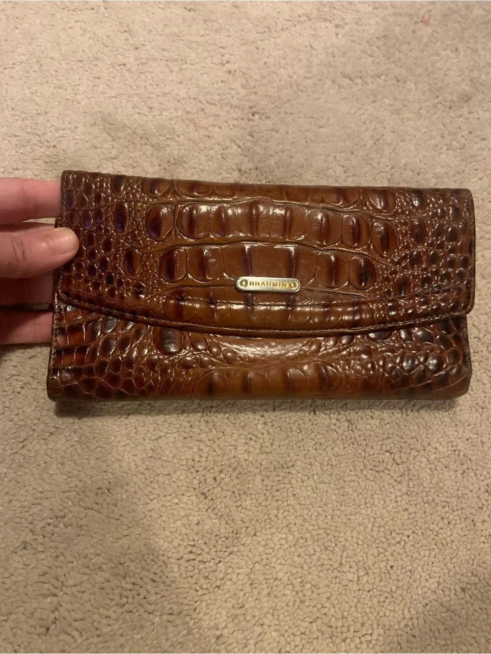 Brahmin Like New Pecan Checkbook Wallet